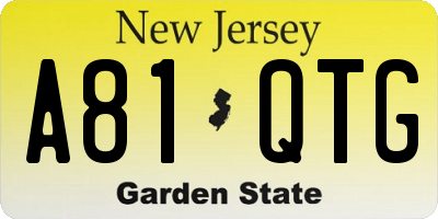 NJ license plate A81QTG