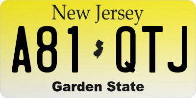 NJ license plate A81QTJ