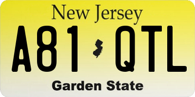 NJ license plate A81QTL