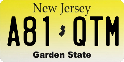 NJ license plate A81QTM