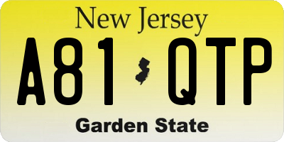 NJ license plate A81QTP