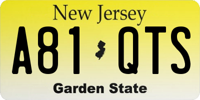 NJ license plate A81QTS
