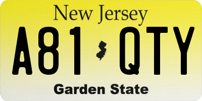NJ license plate A81QTY
