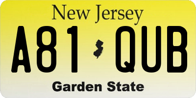NJ license plate A81QUB