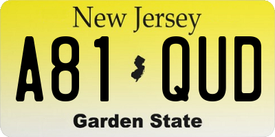 NJ license plate A81QUD