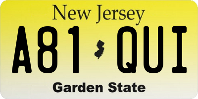 NJ license plate A81QUI