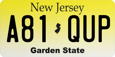 NJ license plate A81QUP