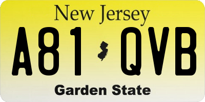 NJ license plate A81QVB