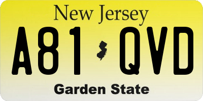 NJ license plate A81QVD