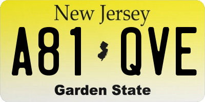 NJ license plate A81QVE