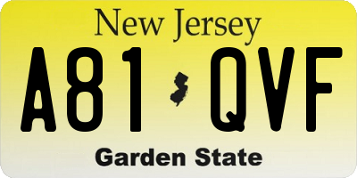NJ license plate A81QVF