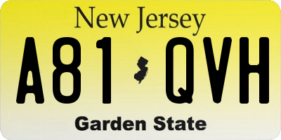 NJ license plate A81QVH