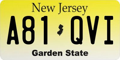 NJ license plate A81QVI