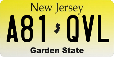NJ license plate A81QVL
