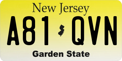 NJ license plate A81QVN