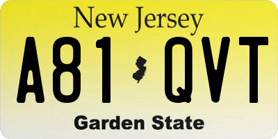 NJ license plate A81QVT