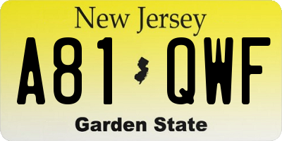 NJ license plate A81QWF