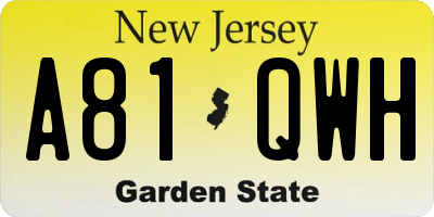 NJ license plate A81QWH