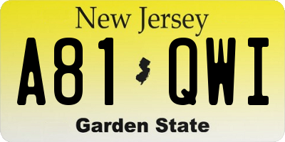 NJ license plate A81QWI