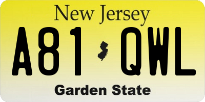 NJ license plate A81QWL