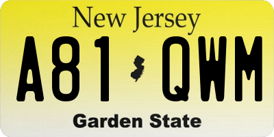 NJ license plate A81QWM