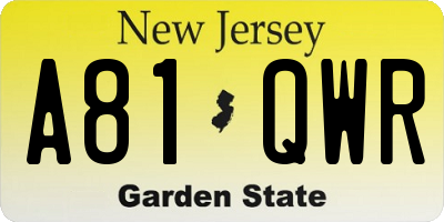 NJ license plate A81QWR