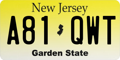 NJ license plate A81QWT