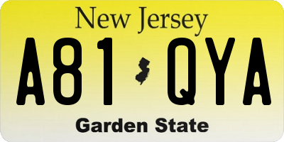 NJ license plate A81QYA