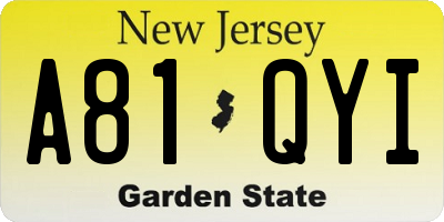 NJ license plate A81QYI