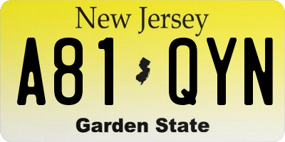 NJ license plate A81QYN