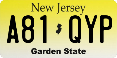 NJ license plate A81QYP
