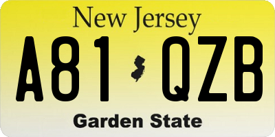 NJ license plate A81QZB