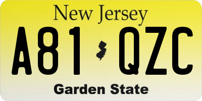 NJ license plate A81QZC