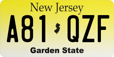NJ license plate A81QZF