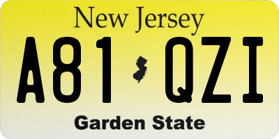 NJ license plate A81QZI