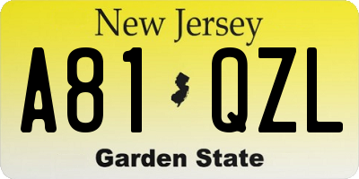NJ license plate A81QZL