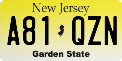 NJ license plate A81QZN