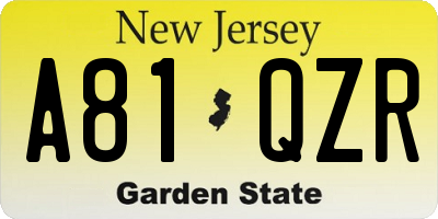 NJ license plate A81QZR