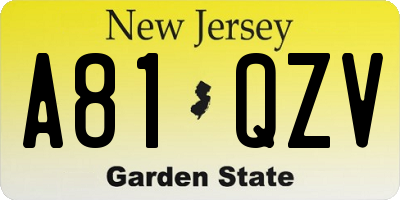 NJ license plate A81QZV