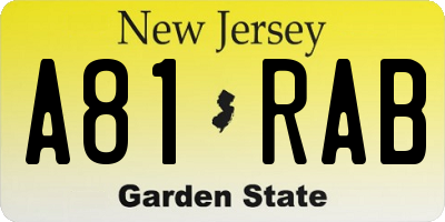 NJ license plate A81RAB