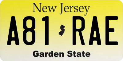 NJ license plate A81RAE
