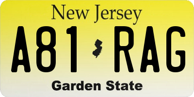 NJ license plate A81RAG
