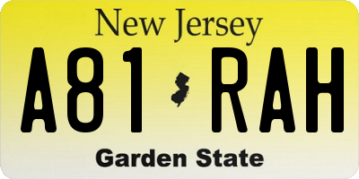 NJ license plate A81RAH