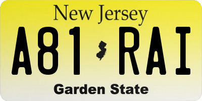 NJ license plate A81RAI