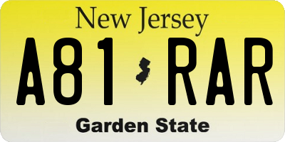 NJ license plate A81RAR