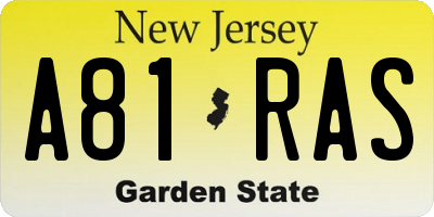 NJ license plate A81RAS