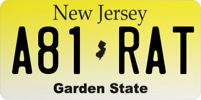 NJ license plate A81RAT