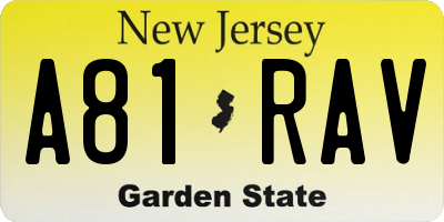 NJ license plate A81RAV