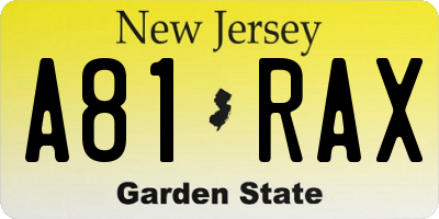 NJ license plate A81RAX