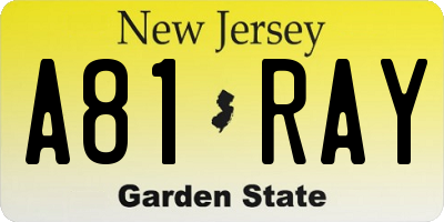 NJ license plate A81RAY